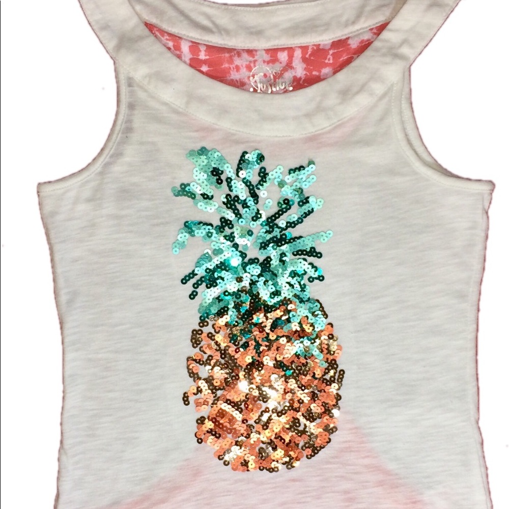 Justice girls tank with sequined pineapple